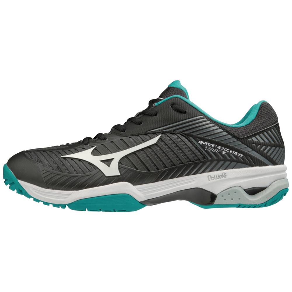 Mens Mizuno Wave Exceed Tour 3 AC Tennis Shoes Black/White Philippines (LFHNBI920)